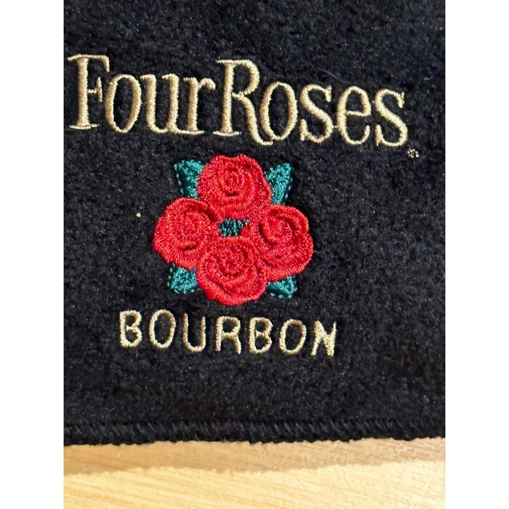 Four Roses Bourbon Scarf Black Fleece Embroidered Logo Whiskey Promo Accessory
